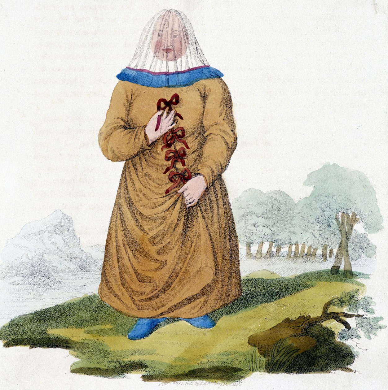 Rosjanka z plemienia Ostiak w tradycyjnym stroju (Chanty lub Khante: myśliwi paleosiberyjscy, założona na terenie leśnym doliny środkowego Obu). autorstwa Unknown artist