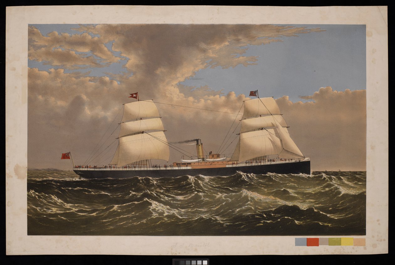 S S Bristol, White Star Line, ok. 1875 r. (druk) autorstwa Unknown artist