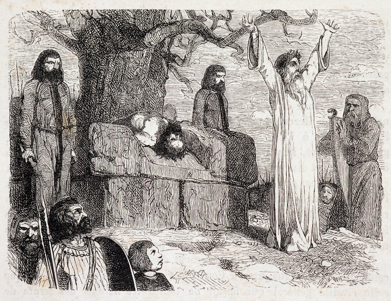 Ofiara ludzka przez druidów – w „Antycznej i współczesnej Bretanii” Pitre-Chevaliera (Pitre Chevalier), pod redakcją W. Coqueberta autorstwa Unknown artist