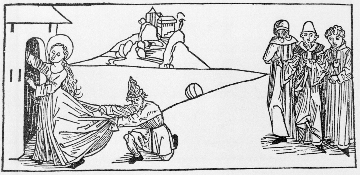 Św. Agnieszka. Grawer z „Żywotów świętych - część letnia” (Księga świętego) Jakuba (Jakuba) z Voragine (1228-1298). Lubeka 1488. autorstwa Unknown artist