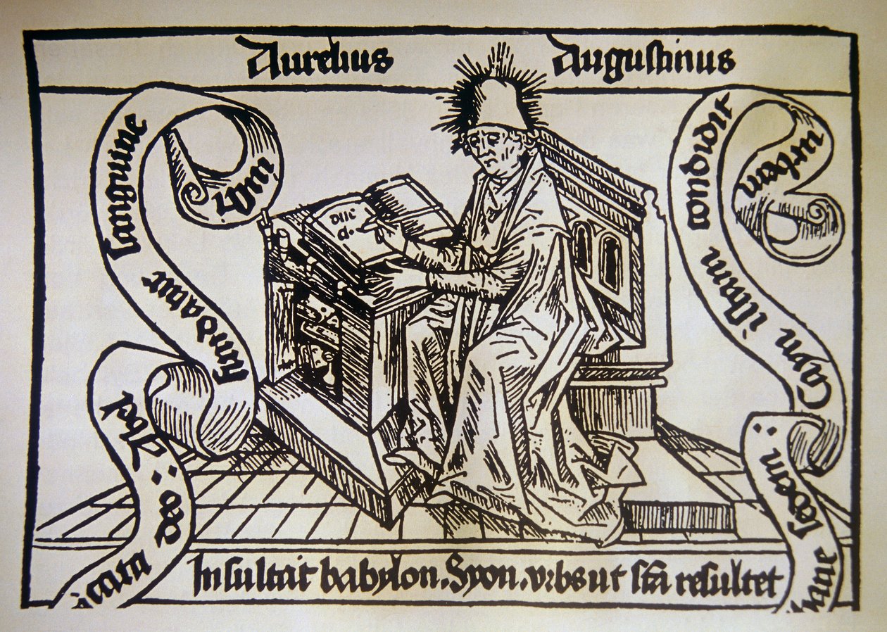 Św. Augustyn, z „De civitate dei” (Cytat Boga) św. Augustyna z Hippony (354-430) autorstwa Unknown artist