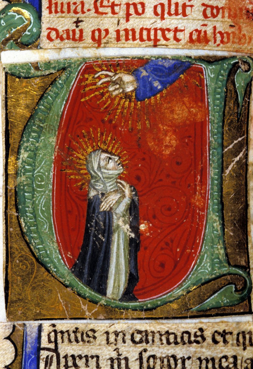 Miniatura św. Katarzyny ze Sieny (1347 - 1380) z XV w. Biblioteka Narodowa Braidense. Mediolan autorstwa Unknown artist