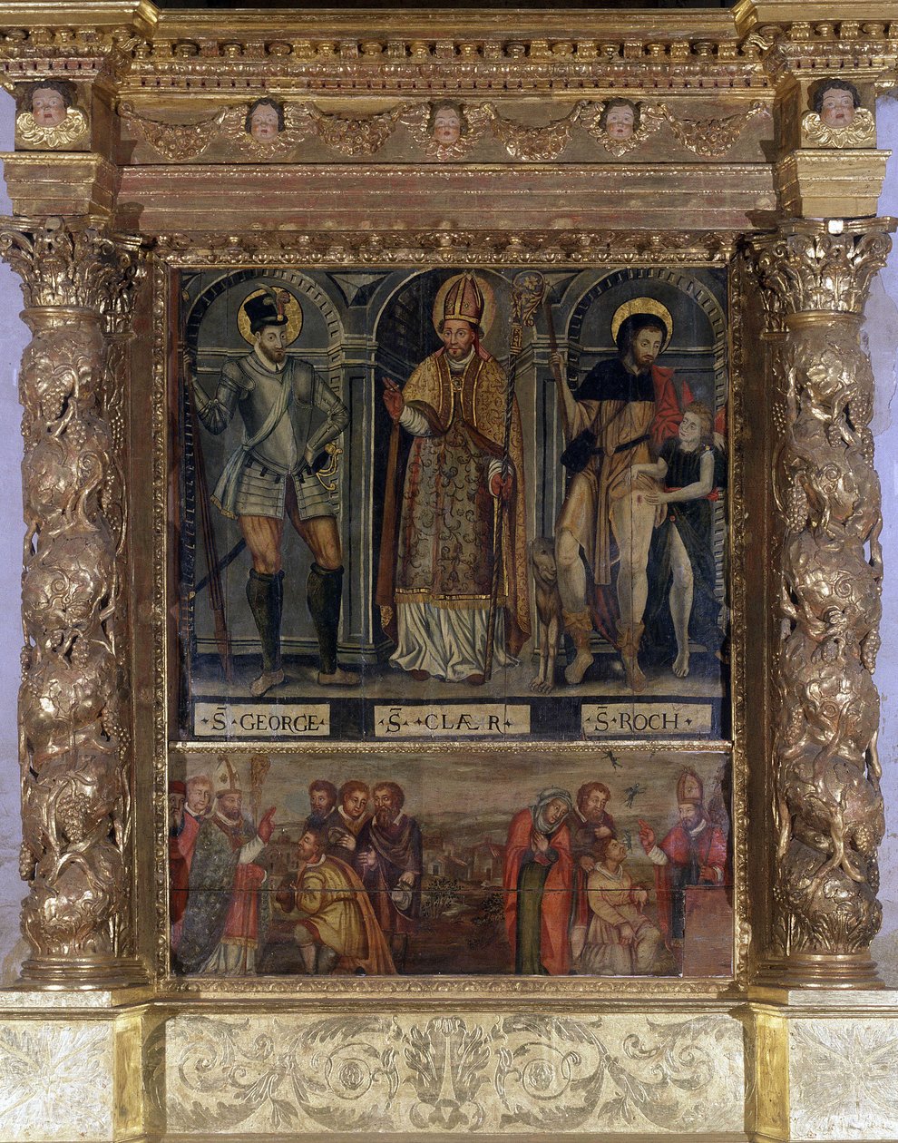 Św. Clair czyli Ołtarz Św. Rocha: Św. Roch i Guzik Zarazy i Św. autorstwa Unknown artist