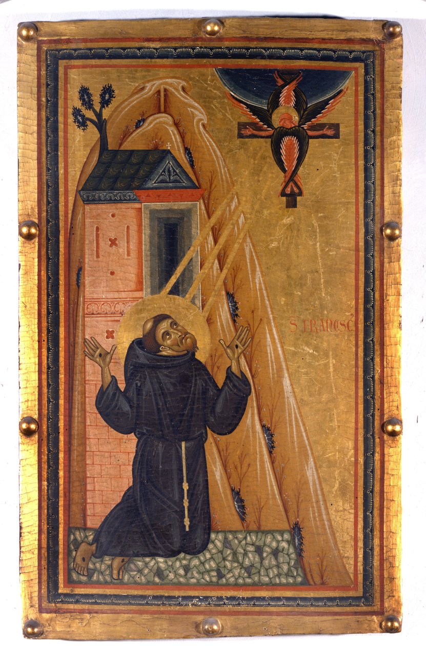 Św. Franciszek ze stygmatami. Malarstwo na drewnie z XIII wieku. Florencja. Muzeum Uffizi. autorstwa Unknown artist