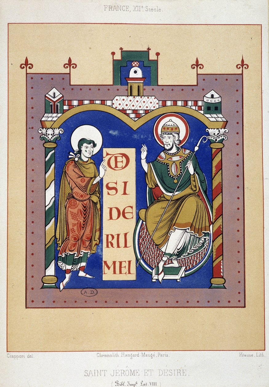 Saint Hieronim i Saint Desire - na podstawie francuskiego dokumentu z XII wieku autorstwa Unknown artist