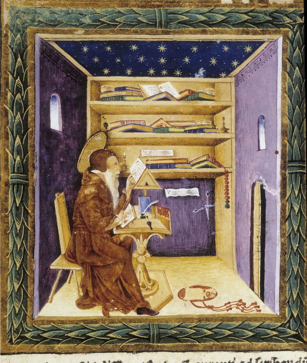 Święty Hieronim do jego pisma - miniatura autorstwa Unknown artist