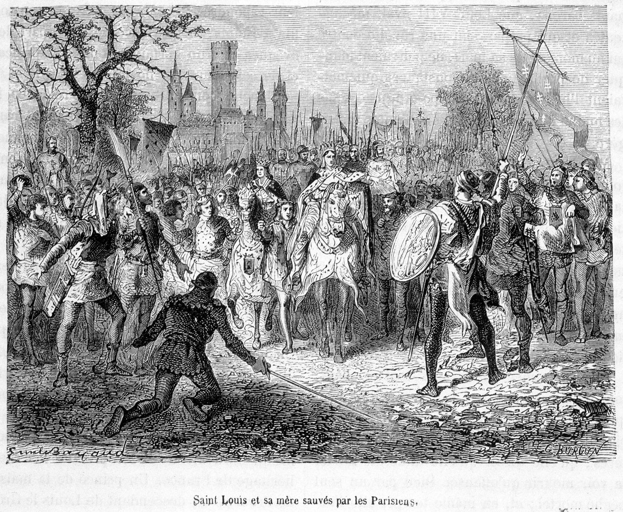 Święty Ludwik i jego matka uratowani przez paryżan - w „Histoire de France populaire” H. Martin autorstwa Unknown artist