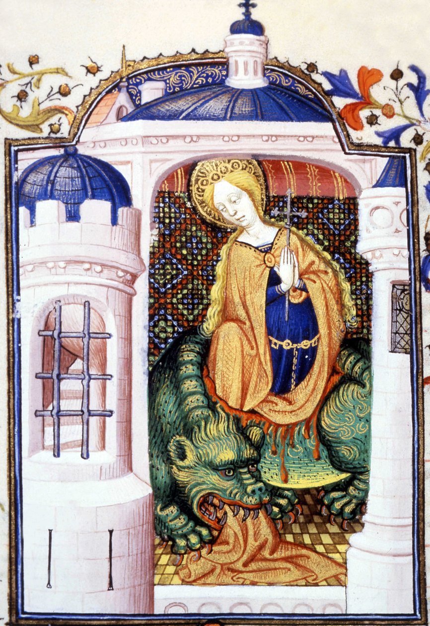 Św. Marta i potwór Tarasque. Rękopis z XV wieku. autorstwa Unknown artist
