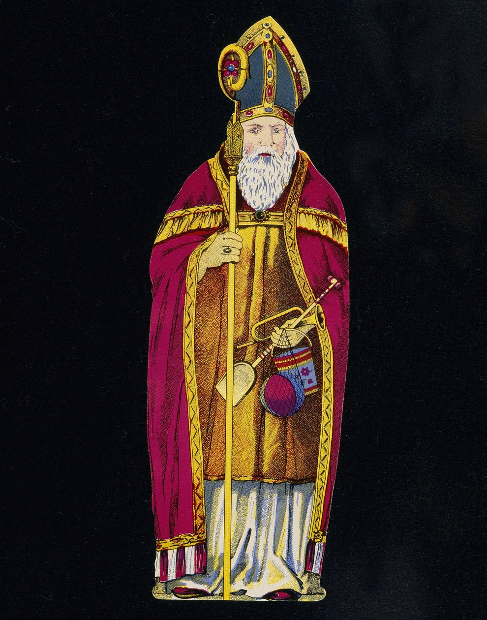 Święty Mikołaj z zabawkami w ręku. Tektura z XIX wieku. autorstwa Unknown artist