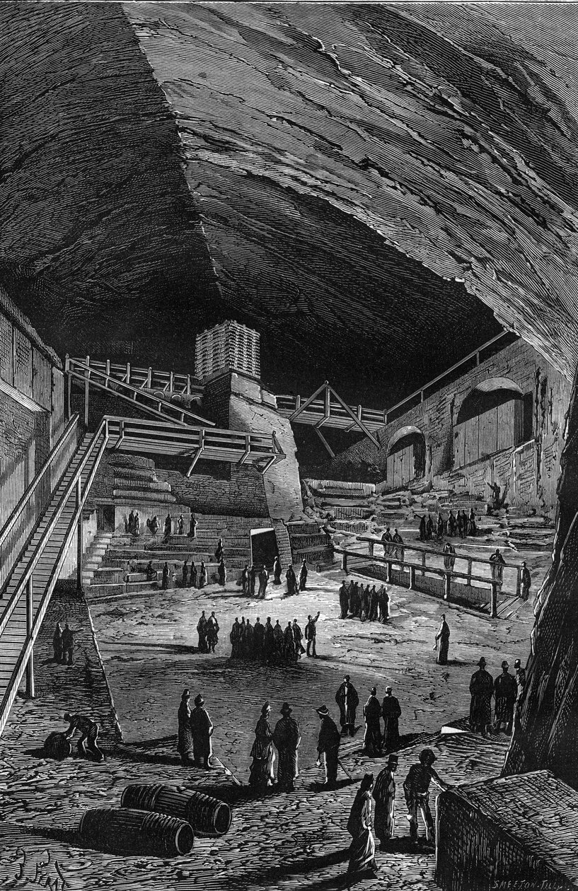 Kopalnie soli w Wieliczce, Polska. Grawerowanie w „naturze” autorstwa Unknown artist