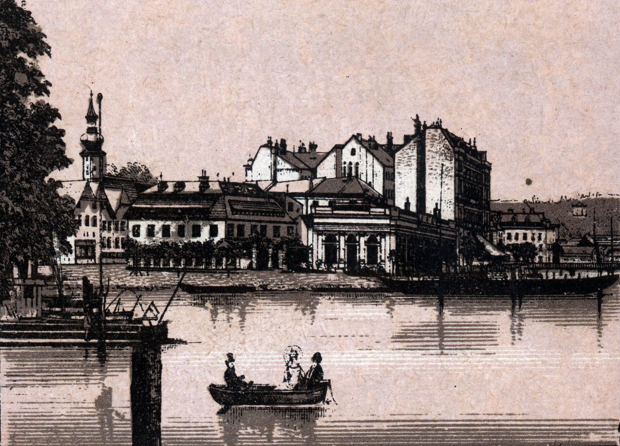 Region Salzkammergut, Austria: widok na kasyno w Gmunden. w „” Świat ilustruje 168 odsłon”” Niedatowany (koniec XIX wieku) autorstwa Unknown artist