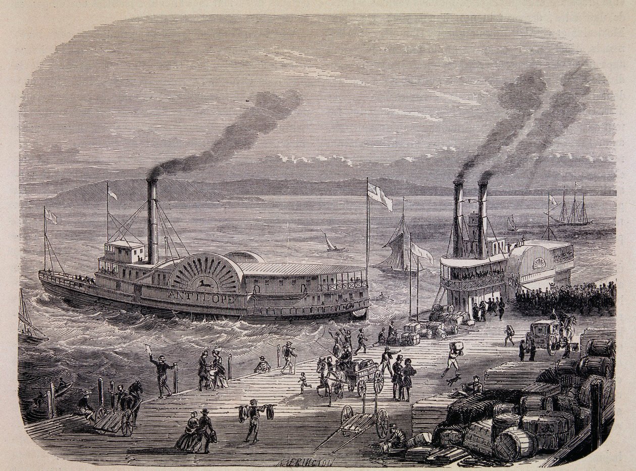 Doki i łodzie z kołem wiosłowym w San Francisco (Kalifornia) - w „Tour du Monde” autorstwa Unknown artist