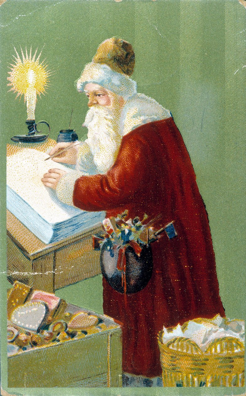 Mikołaj przygotowuje prezenty. autorstwa Unknown artist