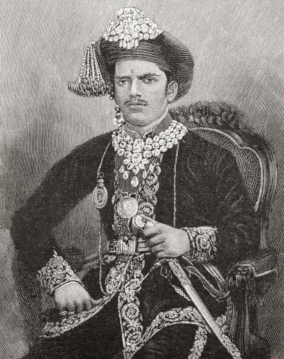 Sayajirao Gaekwad III, lat 17, maharadża stanu Baroda, Indie (rycina) autorstwa Unknown artist