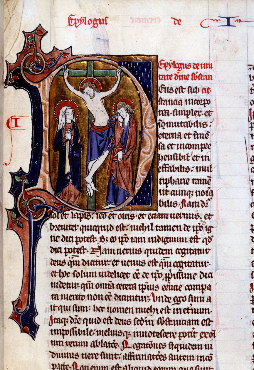 Scena ukrzyżowania w papierze firmowym (litera D). Miniatura w „Speculum historyle” Vincenta De Beauvais (XII w.) autorstwa Unknown artist
