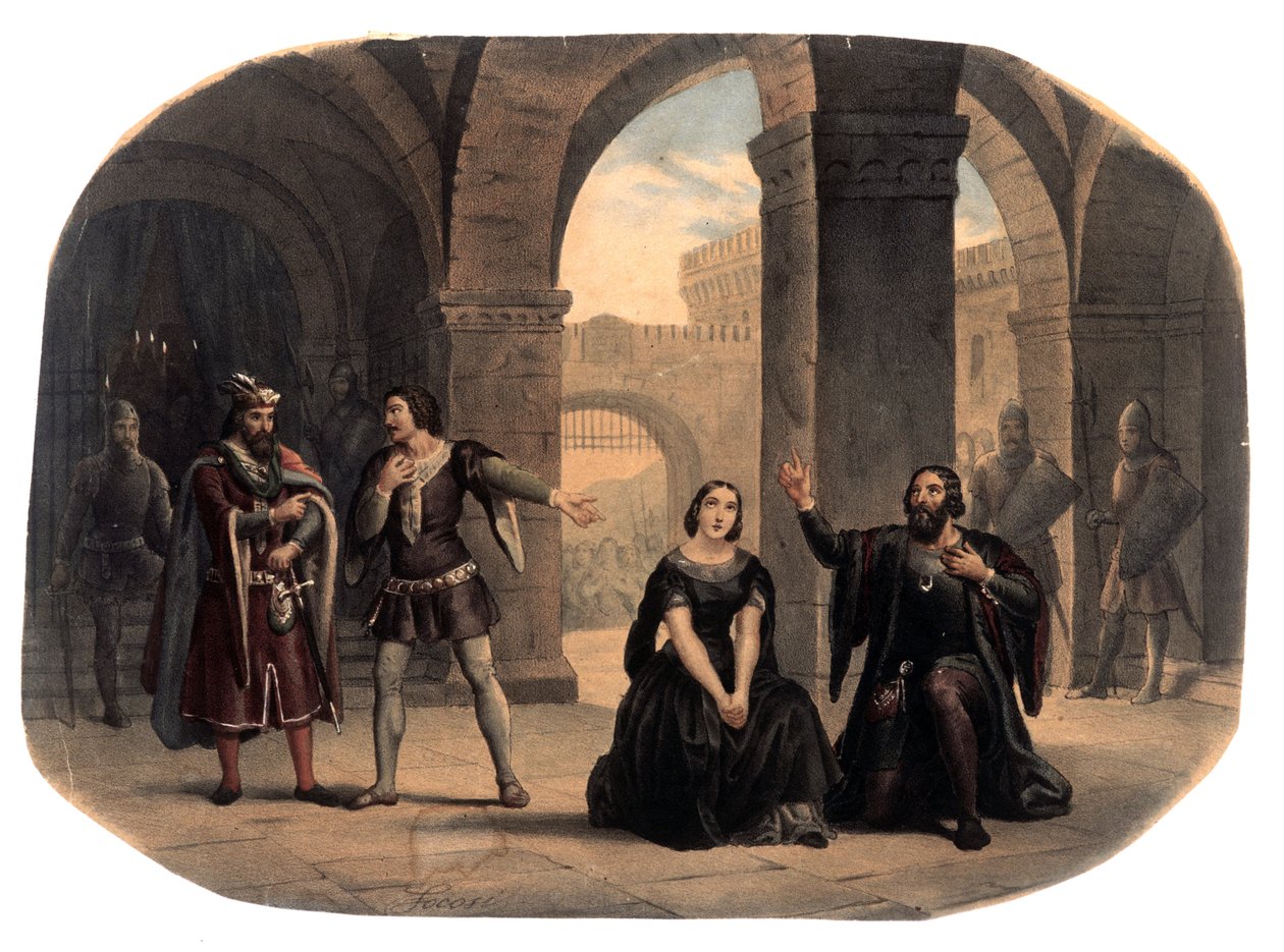 Scena zaczerpnięta z opery „La forza del destino” kompozytora Giuseppe Verdiego (1813-1901) Ilustracja z końca XIX wieku autorstwa Unknown artist