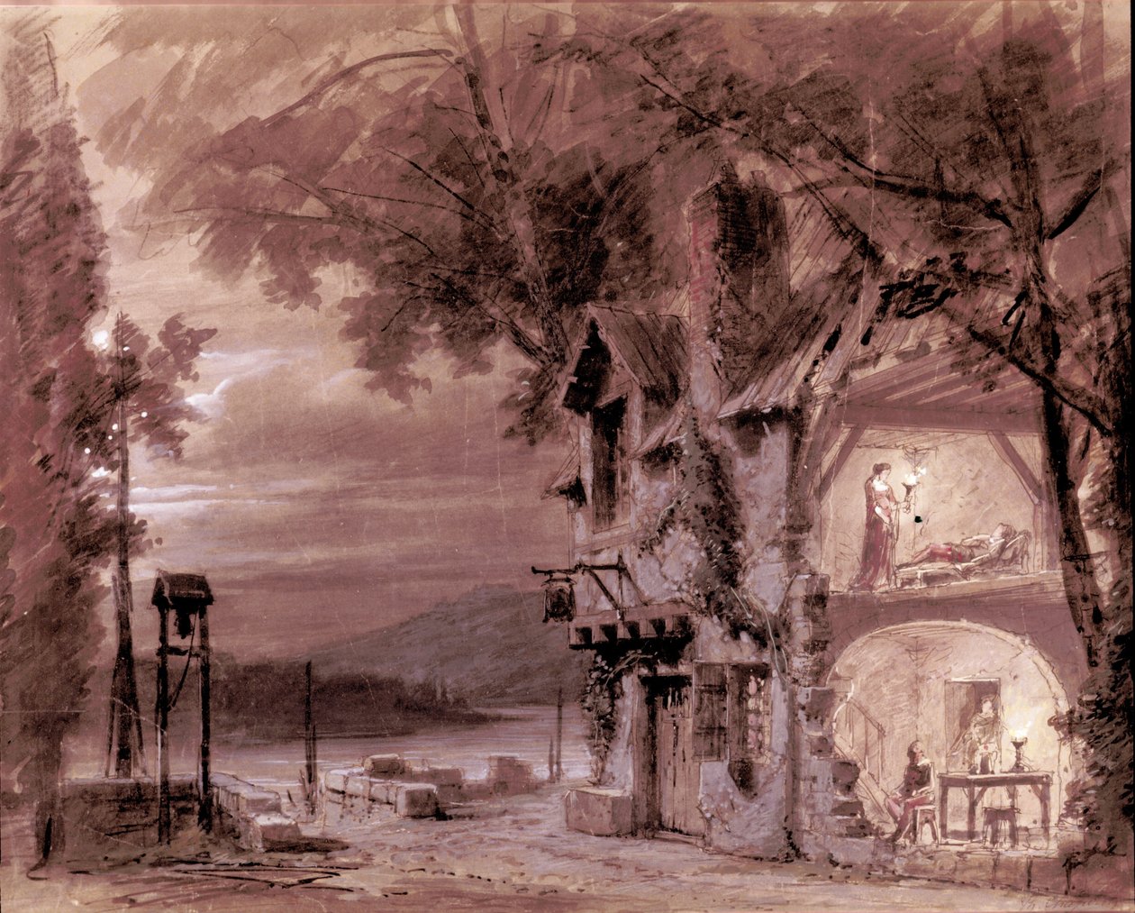 Scenografia Philippe Chaperona do opery „Rigoletto” włoskiego kompozytora Giuseppe Verdiego (1813-1901) do występu w Operze Paryskiej autorstwa Unknown artist