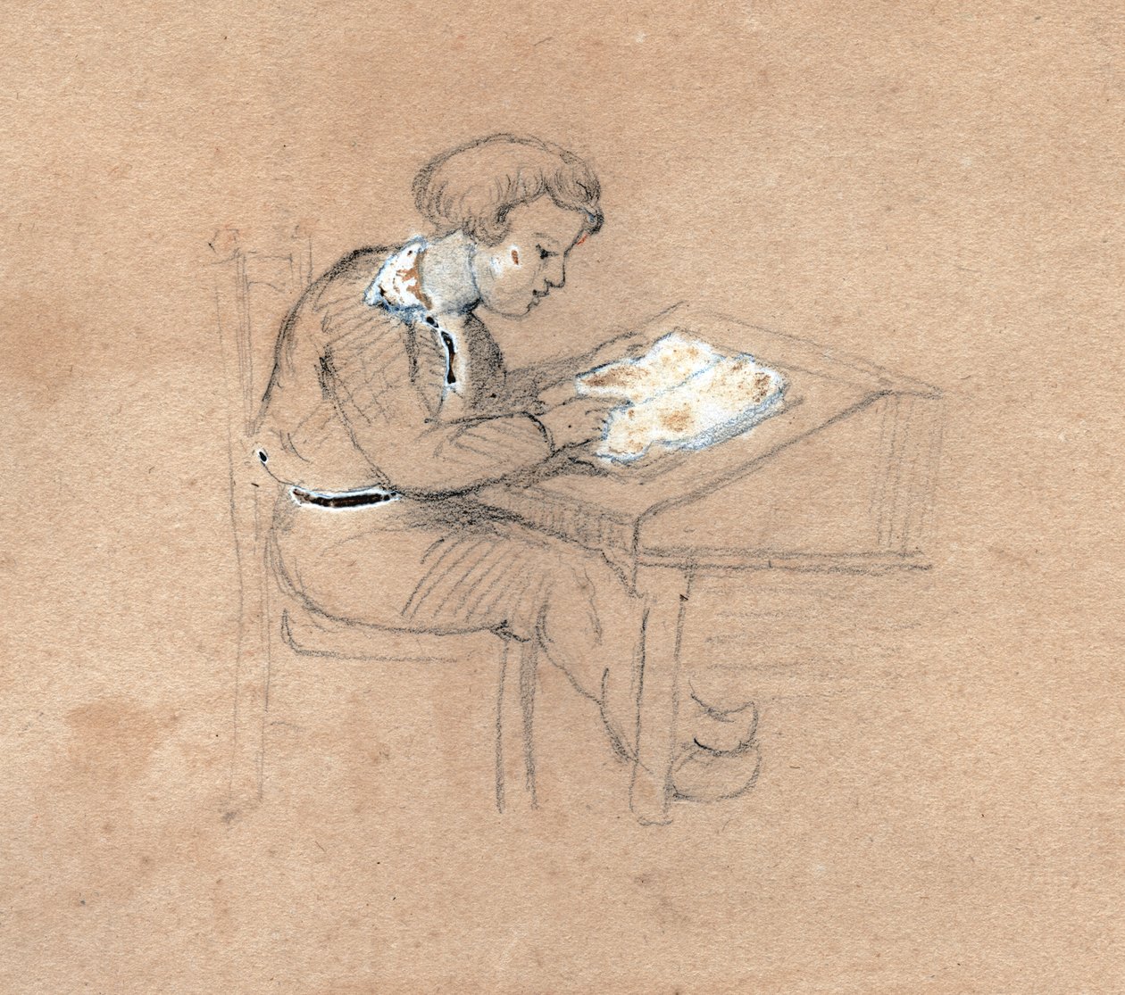 Uczeń w pracy. (rysunek, ok. 1830) autorstwa Unknown artist