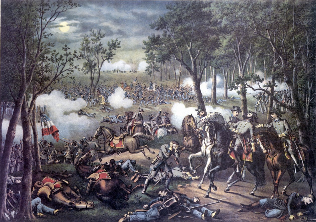 Wojna secesyjna (lub wojna secesyjna) (1861 - 1865): Kampania w Chancellorsville: Bitwa pod Chancellorsville (Wirginia) 30 kwietnia - 06 maja autorstwa Unknown artist