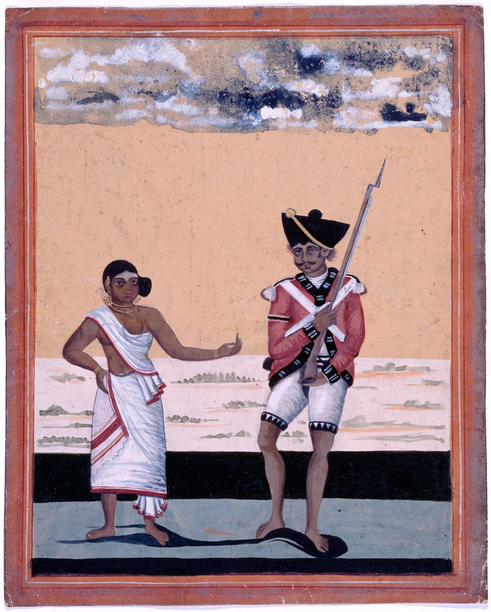 Sepoy z piechoty Indian Madras i jego żona autorstwa Unknown artist