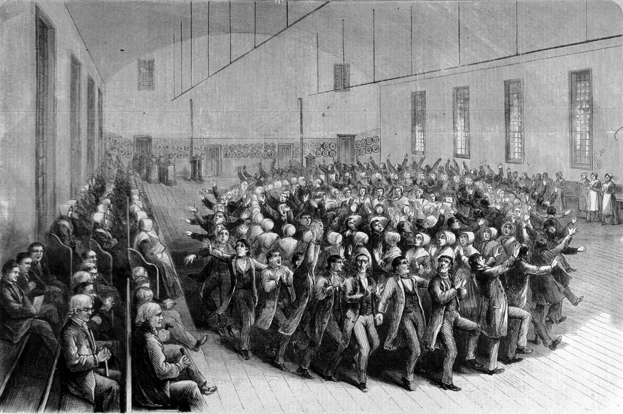 Wstrząsająca procesja religijna (taniec) w Nowym Jorku. Ilustracja XIX wieku. autorstwa Unknown artist