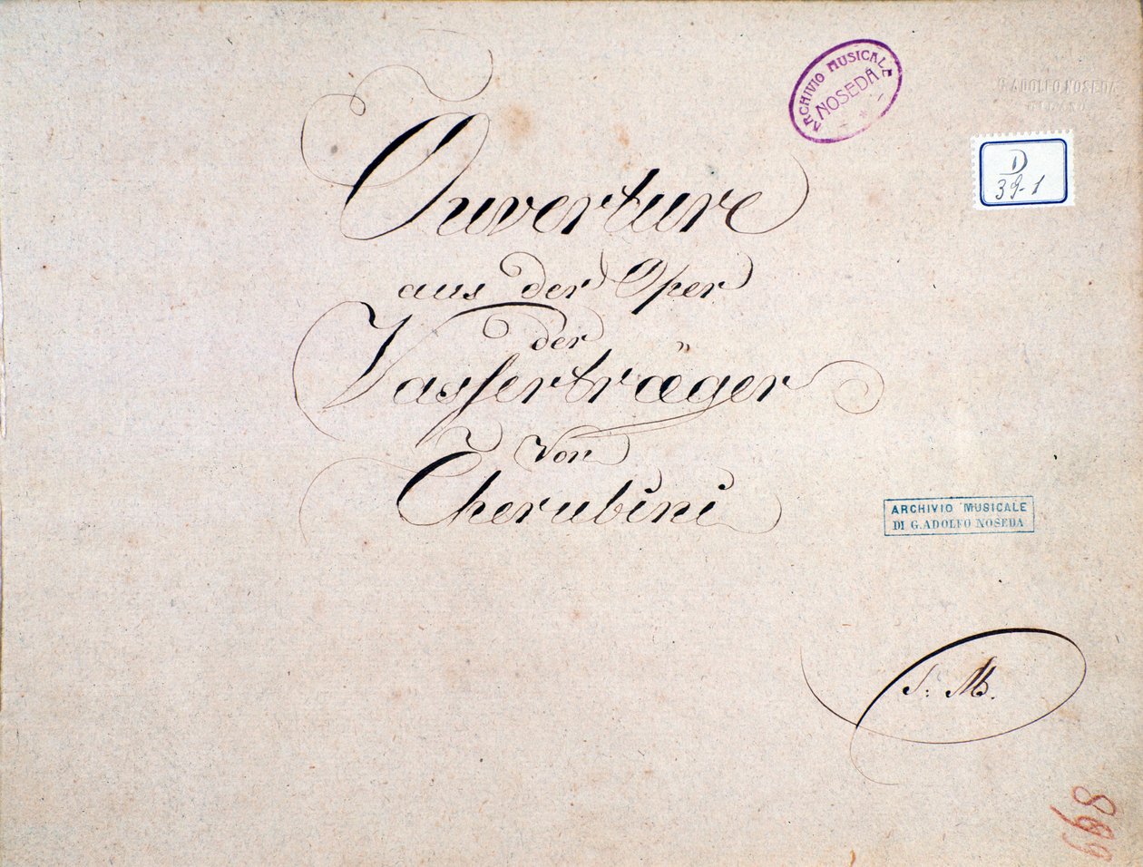 Nuty do spektaklu Dwa dni (uwertura), opera Luigiego Cherubiniego autorstwa Unknown artist