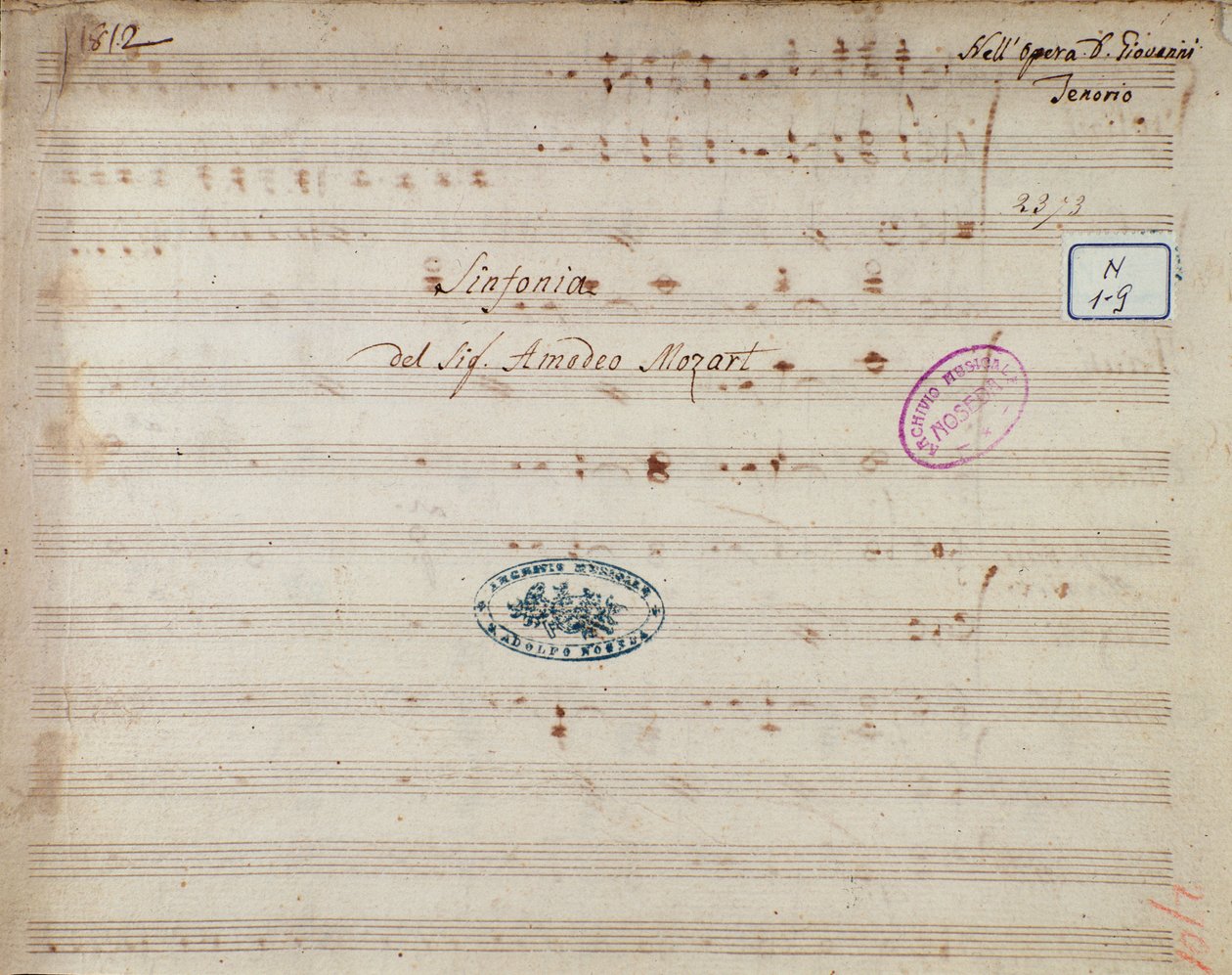 Strona nutowa symfonii Don Giovanniego, opera Mozarta (1812) autorstwa Unknown artist