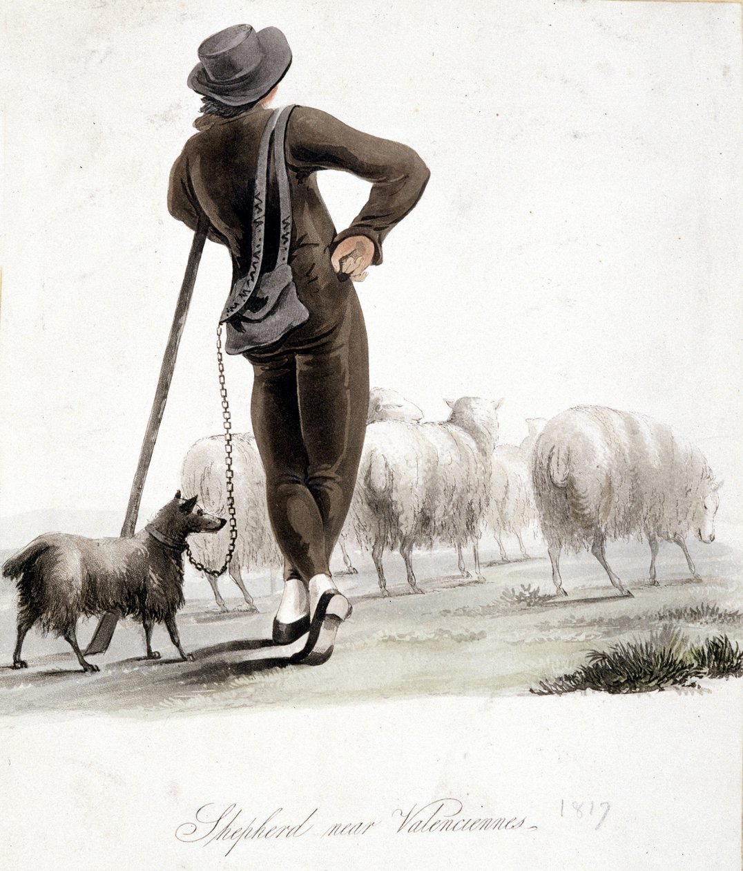 Pasterz w pobliżu Valenciennes - akwarela autorstwa Unknown artist