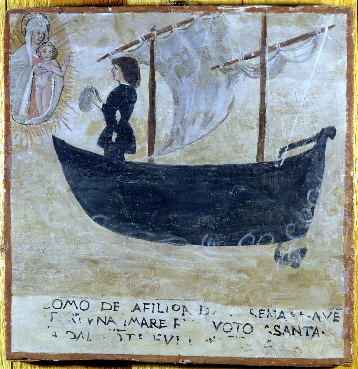 Statek uratowany przed burzą. Ex voto z XVI wieku z Sanktuarium Madonna del Monte w Cesena (Forlí). autorstwa Unknown artist