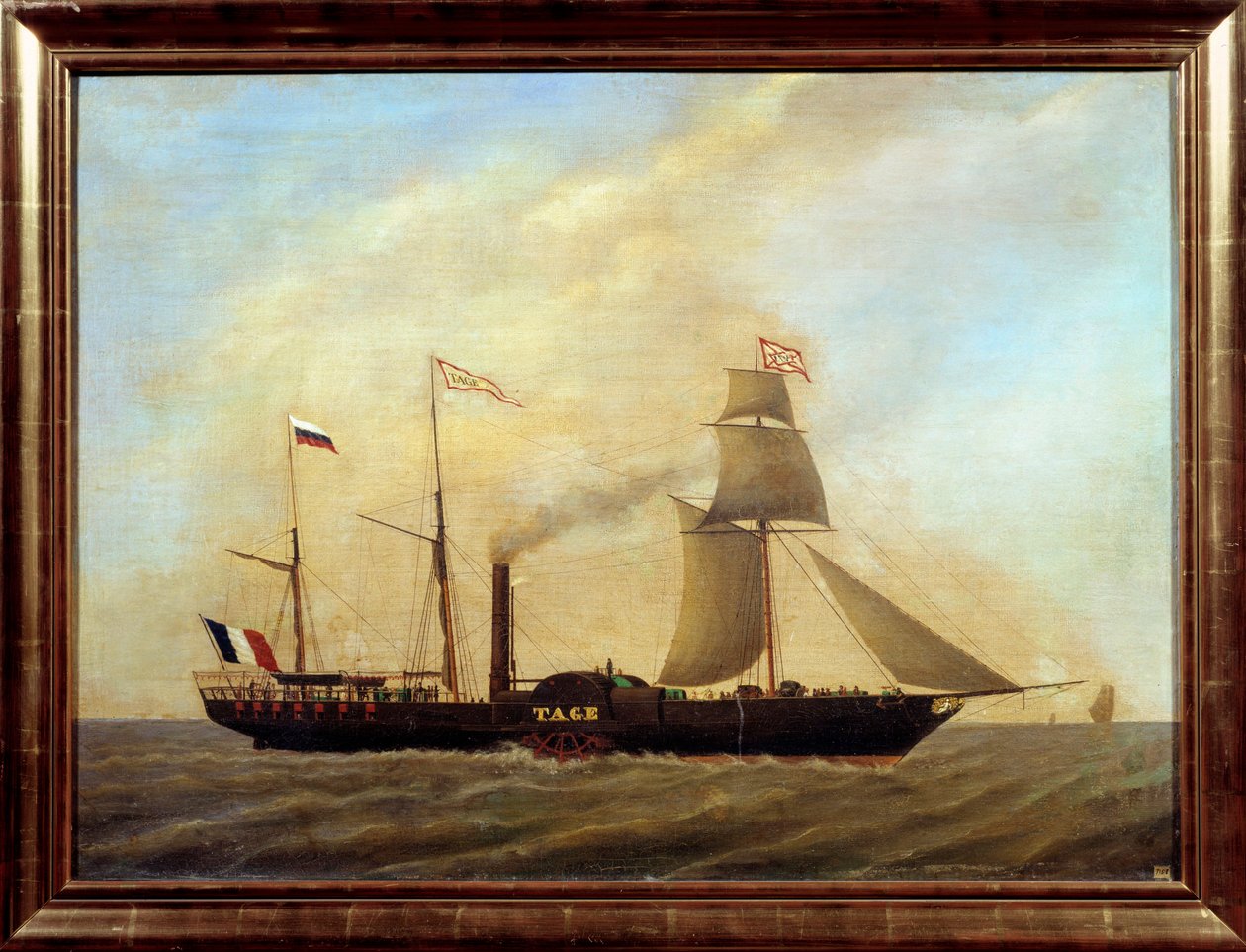 Statek z ostrzami na rzece Tag Obraz Anonimowy. Marsylskie Muzeum Marynarki z XIX wieku autorstwa Unknown artist