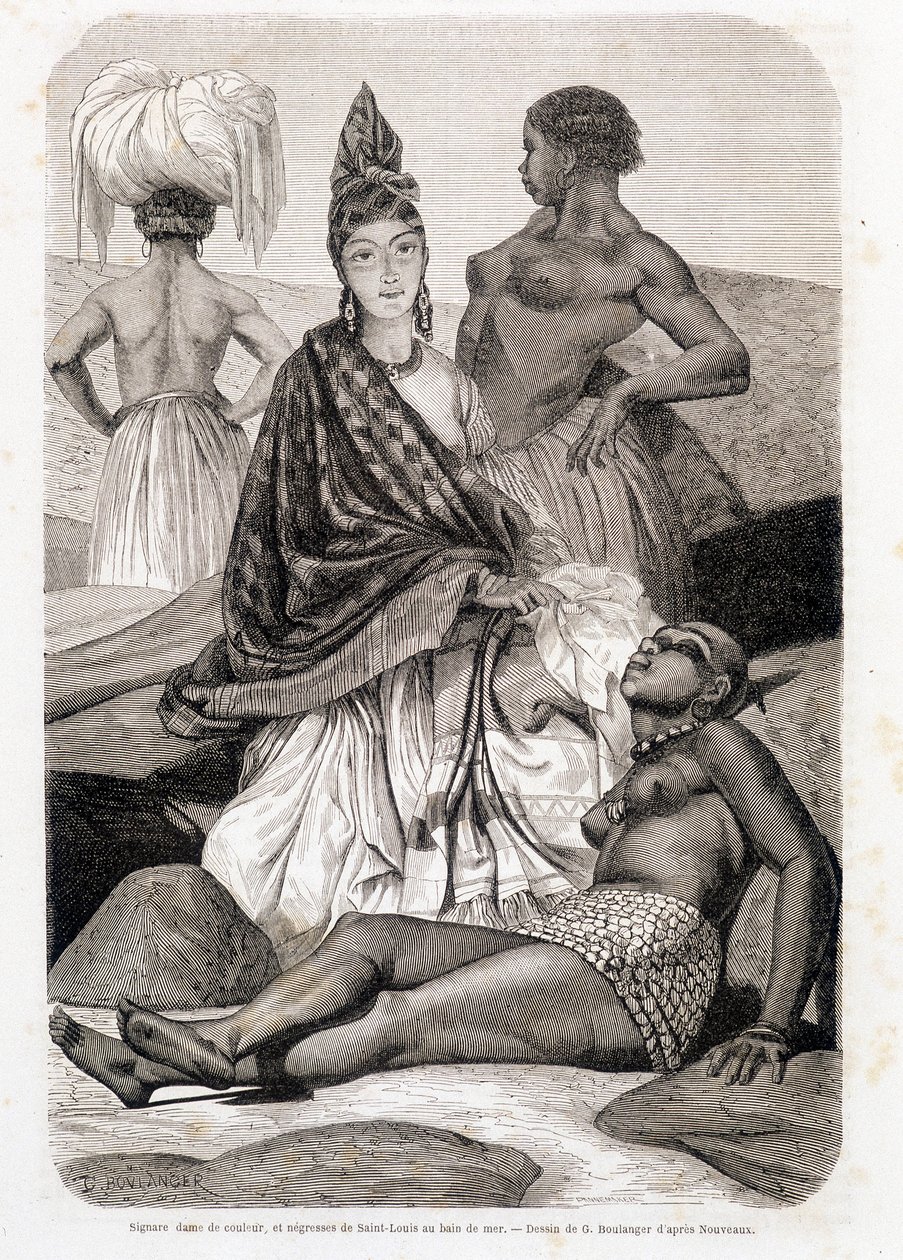Signare dama koloru i Murzynka Saint Louis w kąpieli morskiej - w „”Le Tour du Monde”” autorstwa Unknown artist