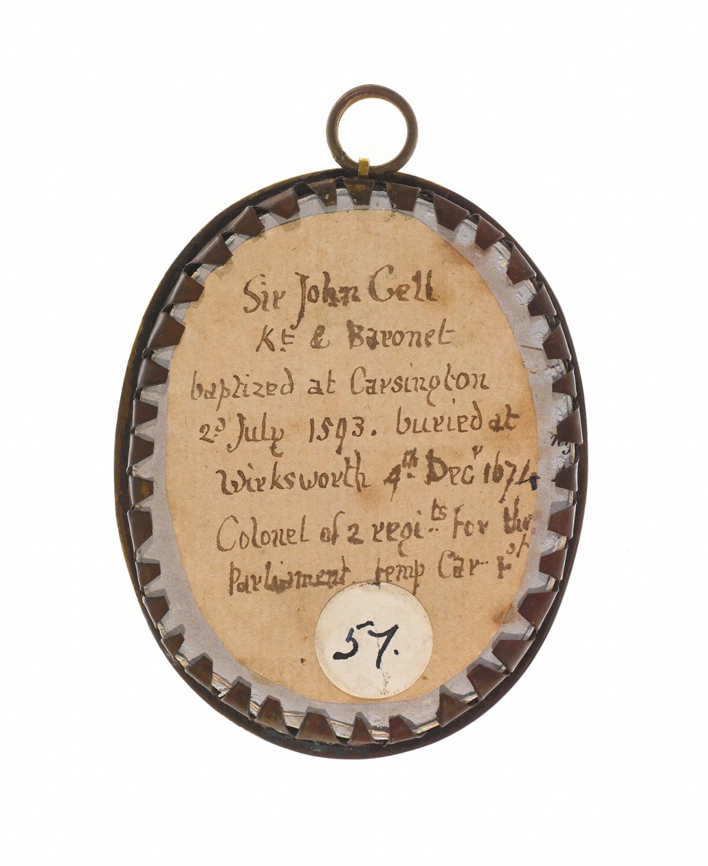 Sir John Gell 1650 ok. (miniatura na metalu) autorstwa Unknown artist