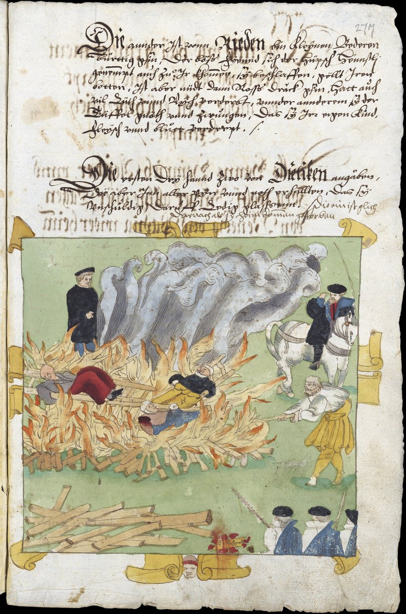 Sorcieres – spalenie trzech wiedźm w Baden 4 listopada autorstwa Unknown artist