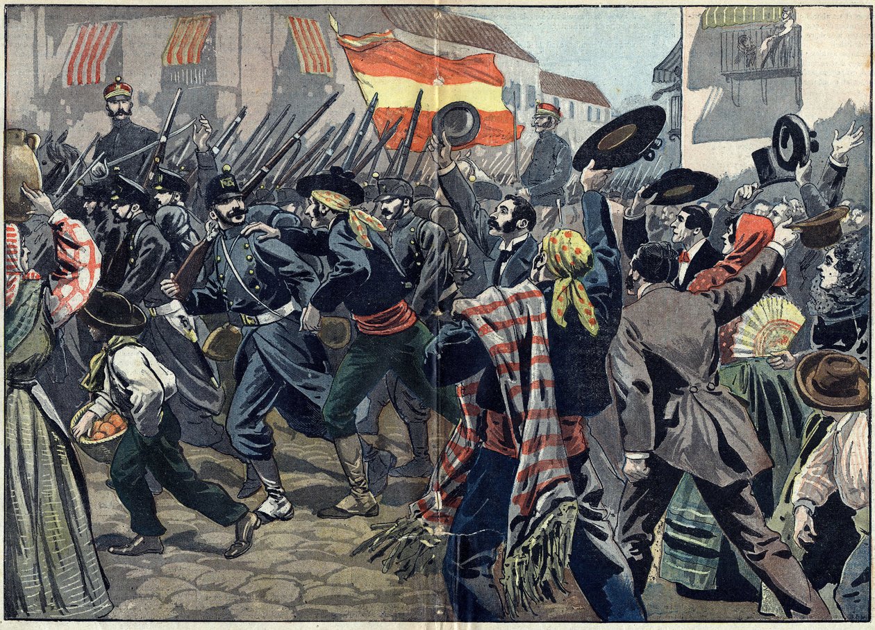 Wojna hiszpańsko-amerykańska lub wojna kubańska o niepodległość (1868-1898) między Hiszpanią a Ameryką Północną autorstwa Unknown artist