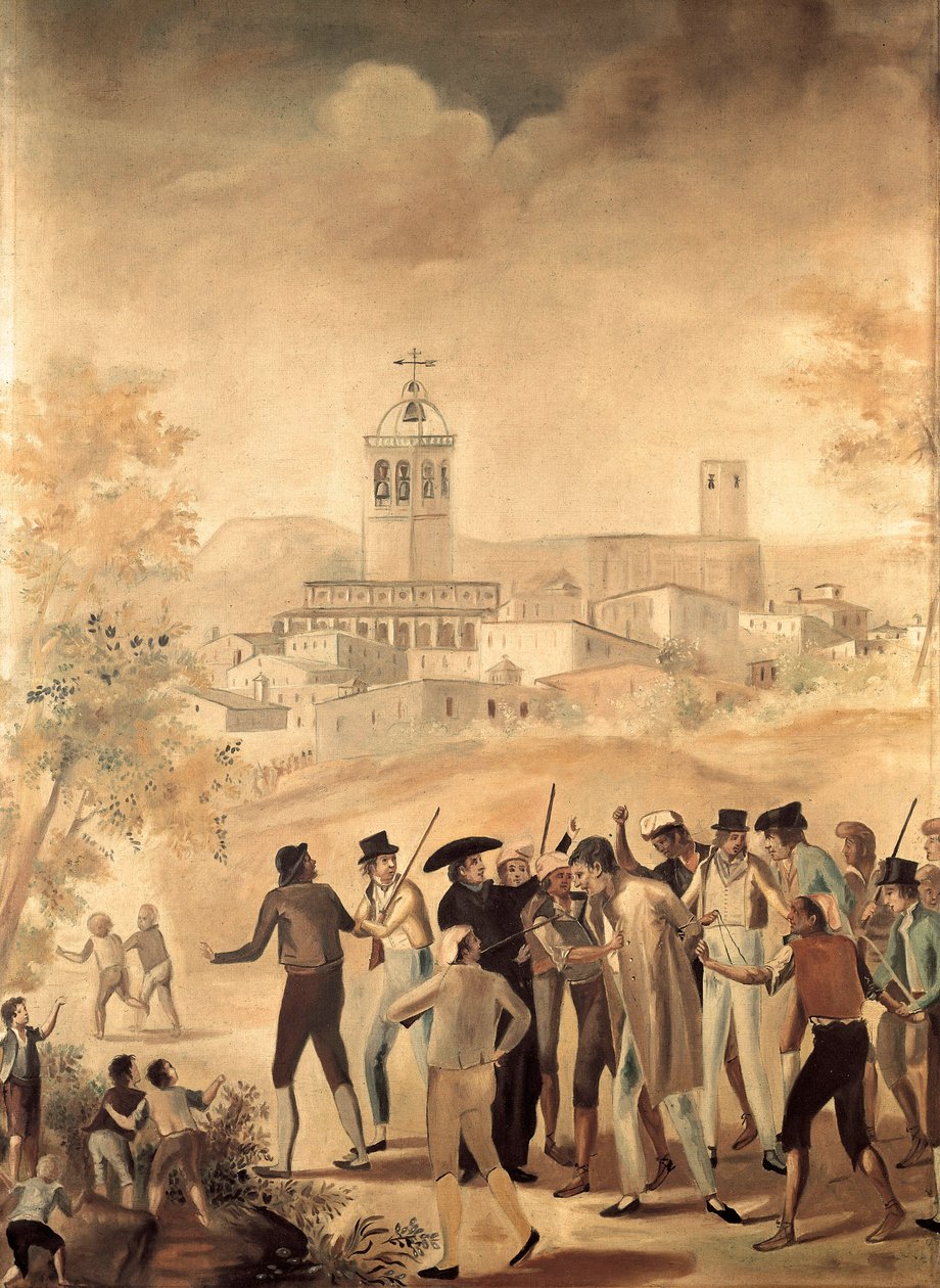 Hiszpańska wojna o niepodległość (1808-1814): aresztowanie obywatela francuskiego blisko Manresy, obraz Anonimowy. autorstwa Unknown artist