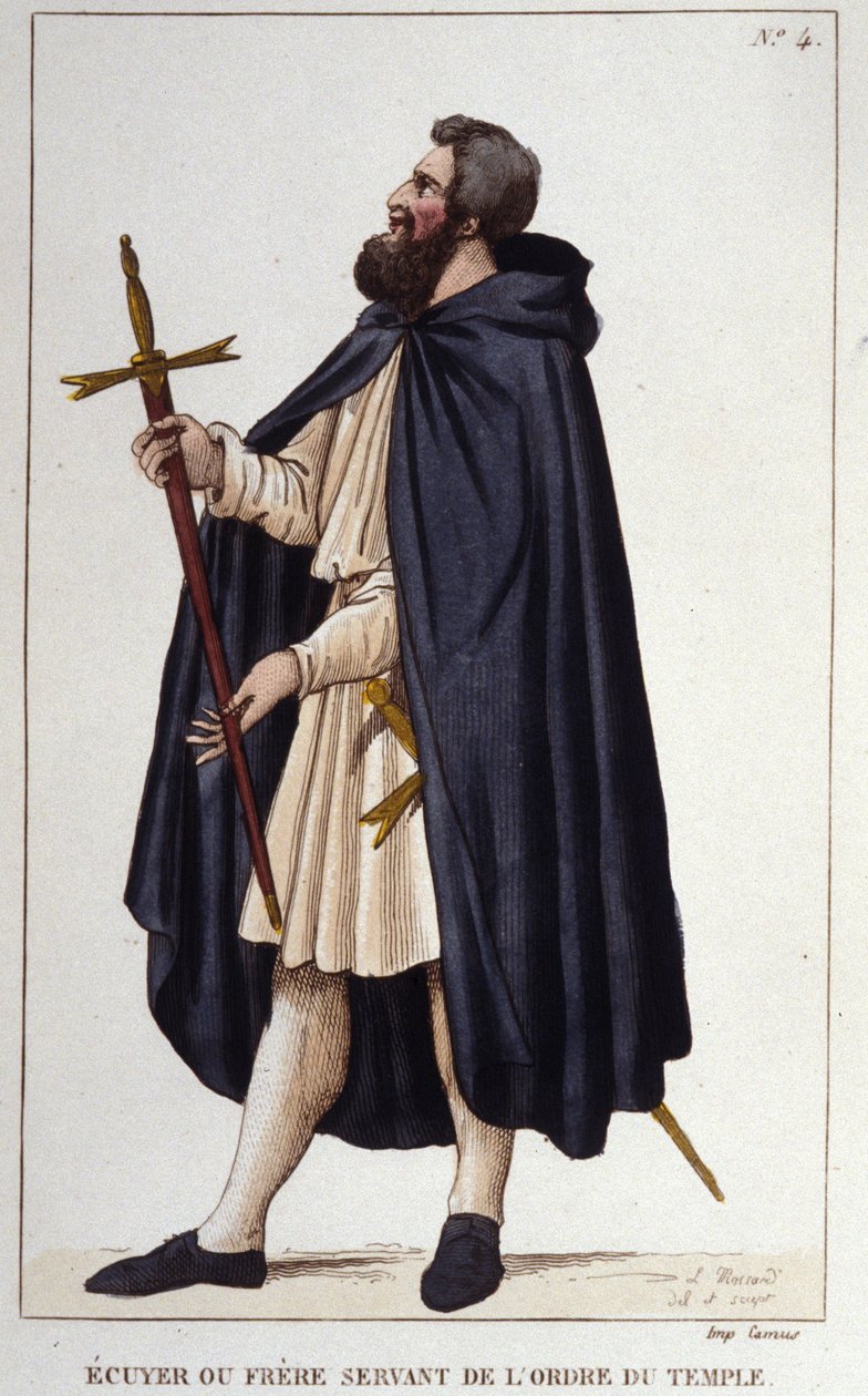 Giermek lub brat służący zakonowi świątyni. grawerunek z 1830 autorstwa Unknown artist
