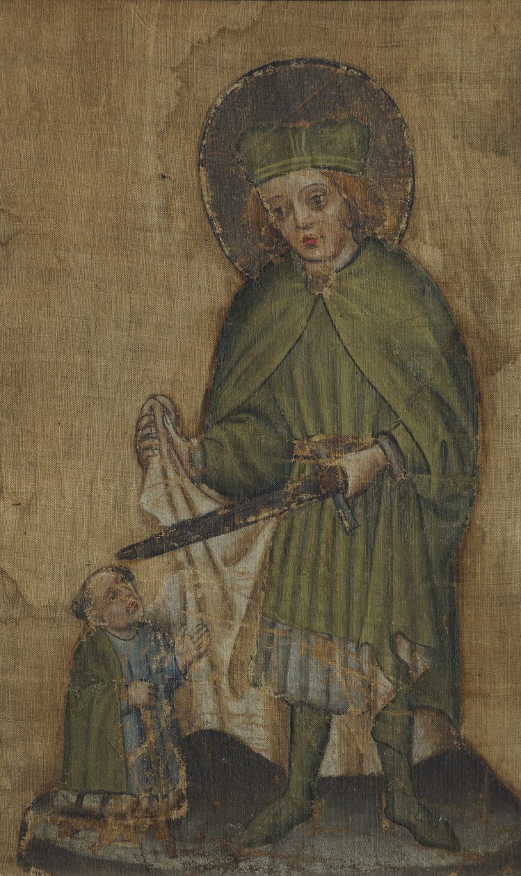 Św. Marcin i Żebrak, ok. 1440 (olej z nosówki na tkaninie, prawdopodobnie lniany) autorstwa Unknown artist