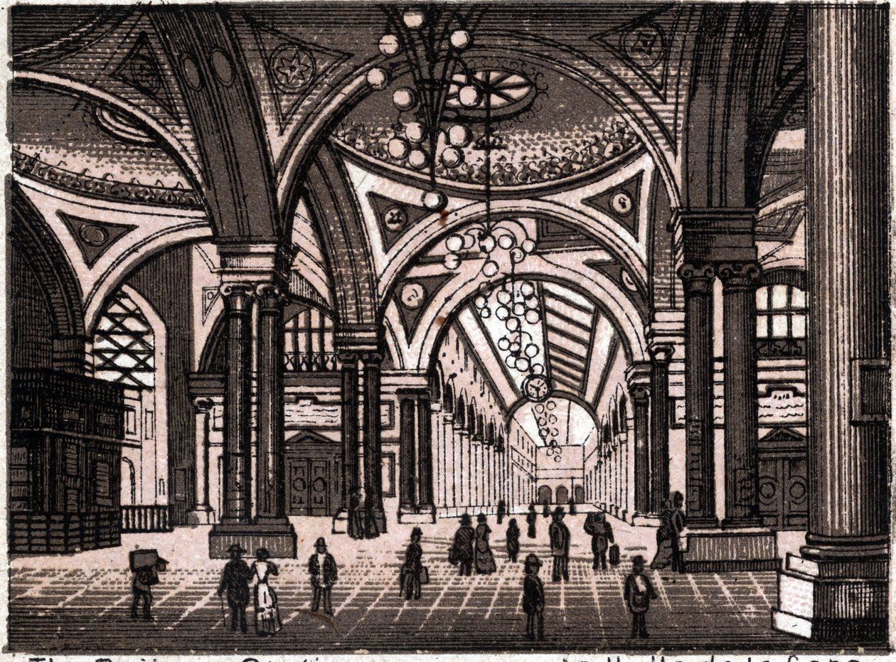 Stuttgart, Niemcy: widok na halę dworca kolejowego. w „” Świat ilustruje 168 odsłon”” Niedatowany (koniec XIX wieku) autorstwa Unknown artist