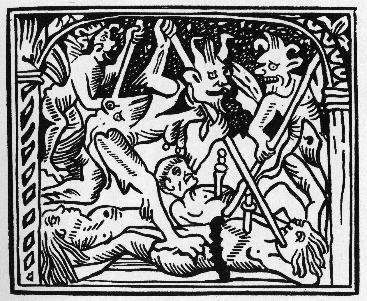 Na! na! Diabły! sus demony! w „”Wielkim kalendarzu i kompoście pasterzy””, Lyon autorstwa Unknown artist