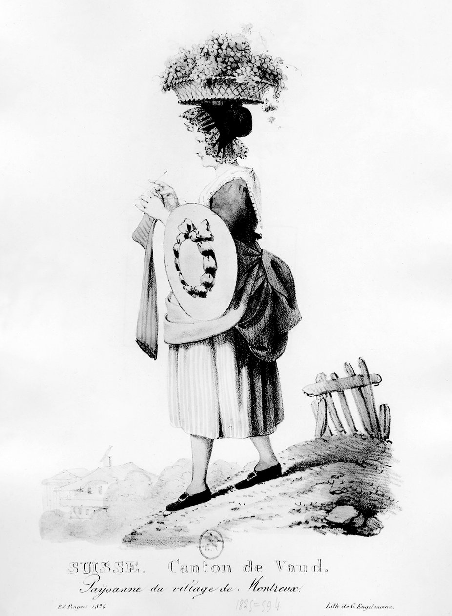 Szwajcarski chłop ze wsi Montreux w kantonie Vaud - litografia autorstwa Unknown artist