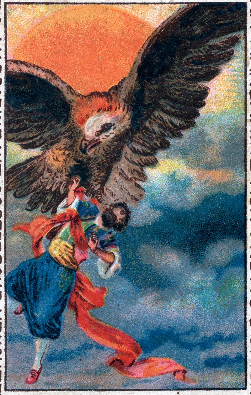 Zdejmij orła. Cudowne przygody Sindbada (Sindbada) żeglarza. Popularna opowieść o 1001 nocach (tysiąc i jedna noc). Chromolitografia z końca XIX wieku. autorstwa Unknown artist