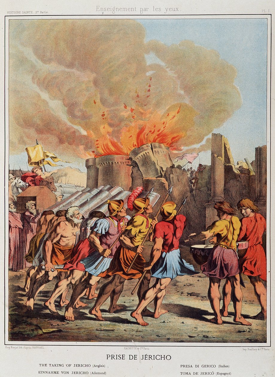 Wzięte Jerycho (upadające mury) w „”Historii Świętej””, wyd. Haszetka. autorstwa Unknown artist