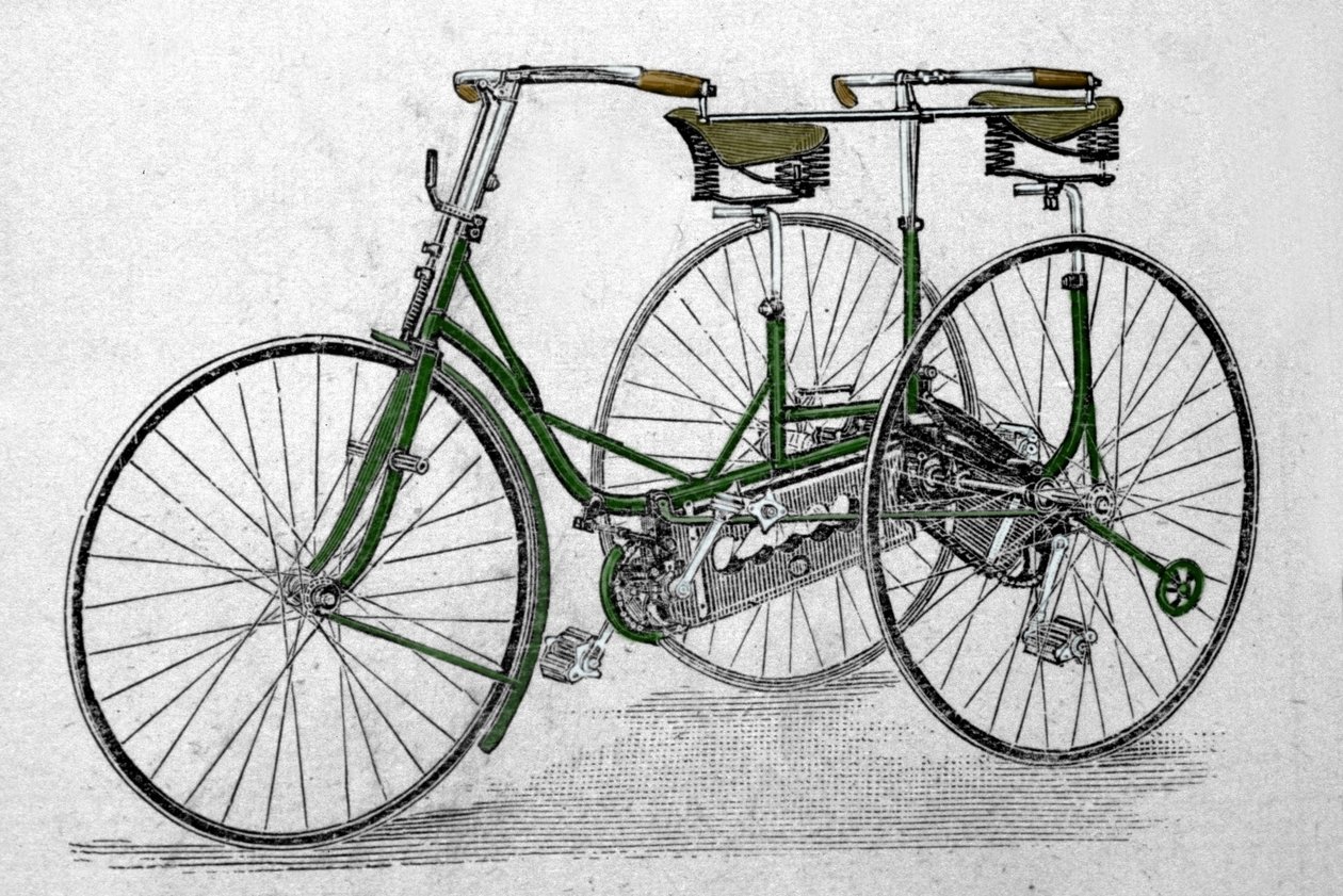 Model trójkołowy tandem. autorstwa Unknown artist