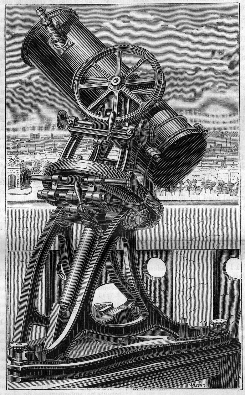 Teleskop Obserwatorium Popularnego Trocadero w Paryżu. Grawerowanie w „”La Nature”” autorstwa Unknown artist