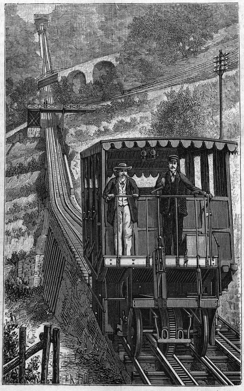 Kolej Territet Glion. Linia Glion w Szwajcarii w 1884 roku. autorstwa Unknown artist
