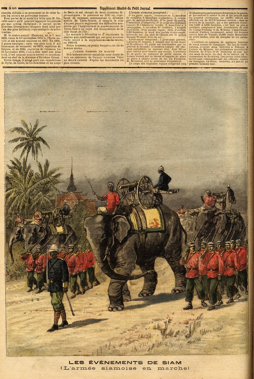 Armia Syjamu (Tajlandia). Grawerowanie w „Małym dzienniku”” 29.07.1893. Kolekcja firmy Selva. autorstwa Unknown artist
