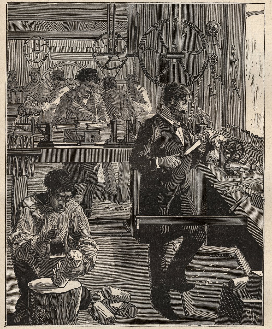 The Art of Tour: Warsztaty Turnera na drewnie. Grawer z 1885 roku w „Les arts et metiers illustres” Adolphe BITARD. autorstwa Unknown artist