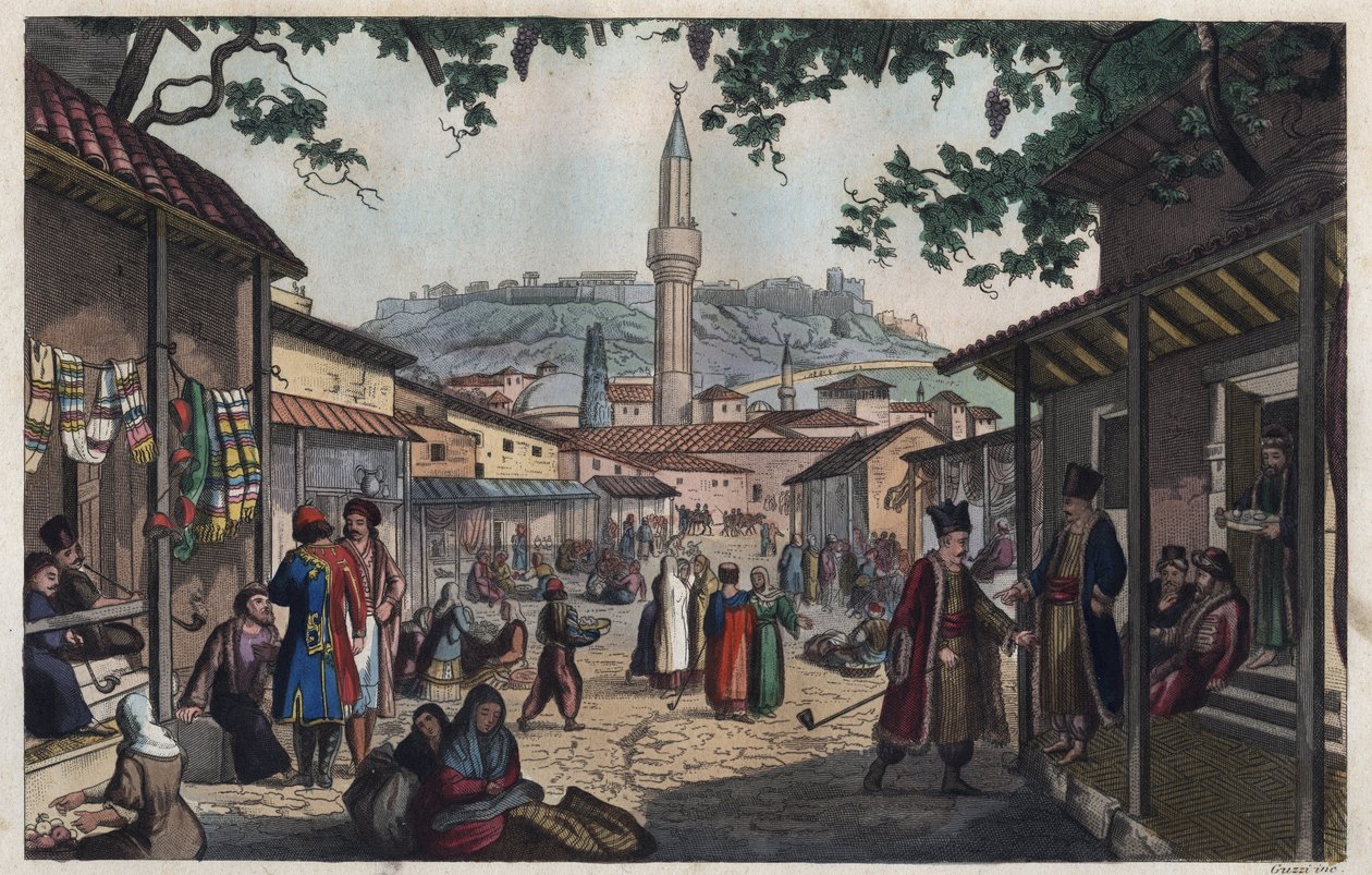 Bazar w Atenach na początku XIX wieku - Le marche bazar d