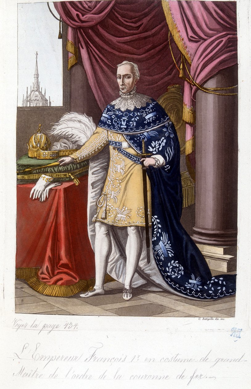 Cesarz austriacki Franciszek I (1768-1835) w stroju wielkiego mistrza Orderu Żelaznej Korony. autorstwa Unknown artist