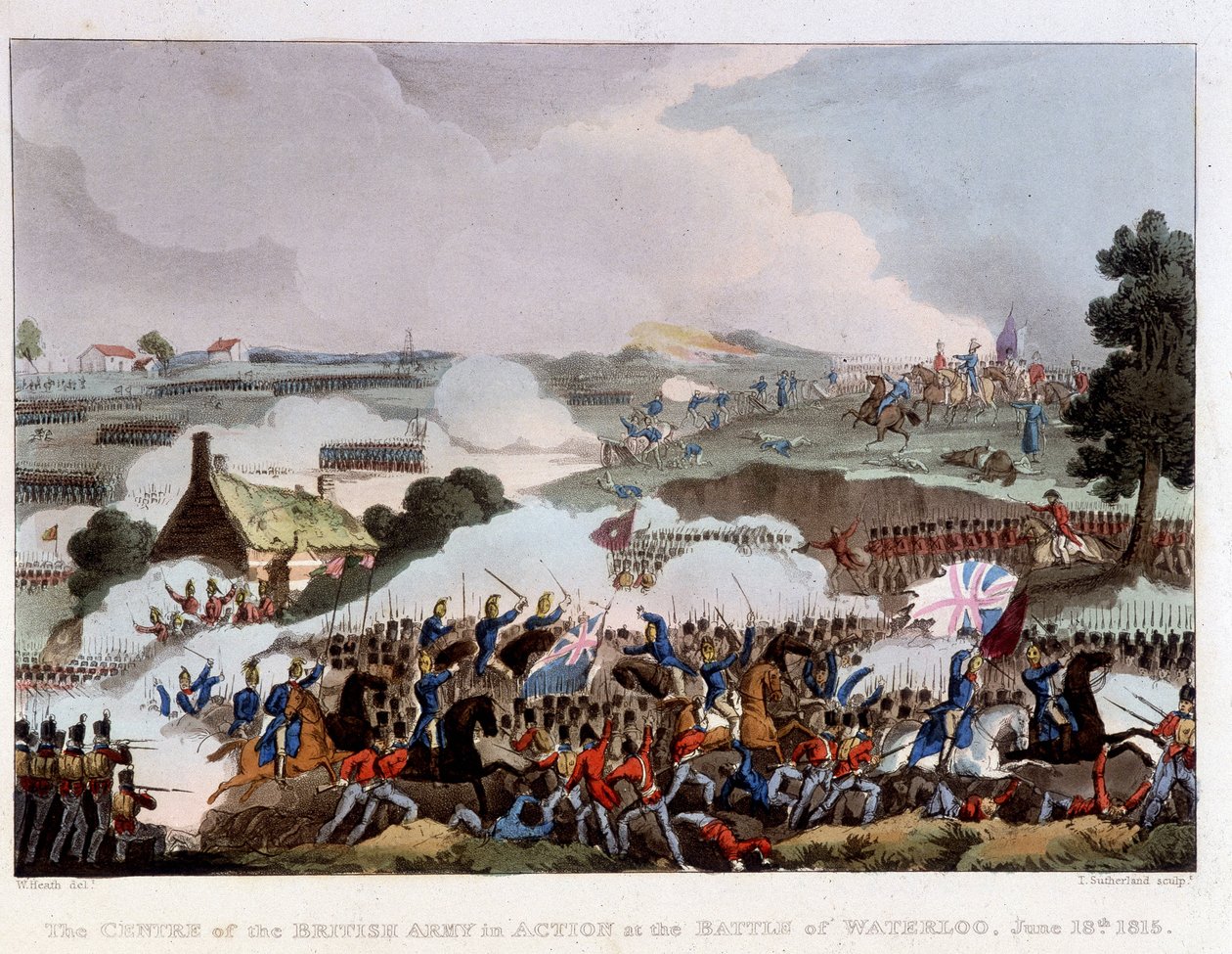 Armia brytyjska w akcji na polu bitwy pod Waterloo, 18 czerwca autorstwa Unknown artist
